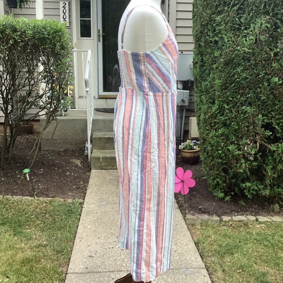 Sandy and Sid women's striped Sun dress large lined ribbed back spaghetti strap - Picture 5 of 12